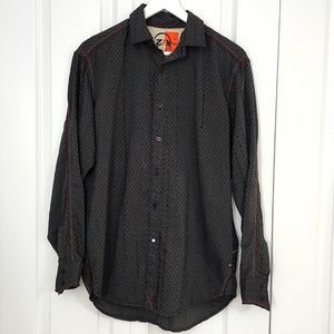 Robert Graham Men's Button down shirt, Medium, Gray & Black